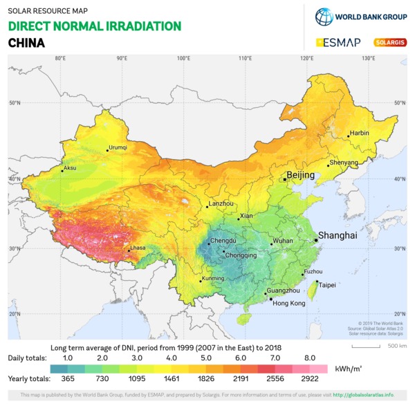 Direct Normal Irradiation, China