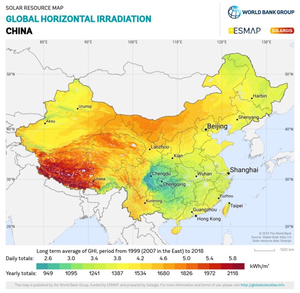 Global Horizontal Irradiation, China